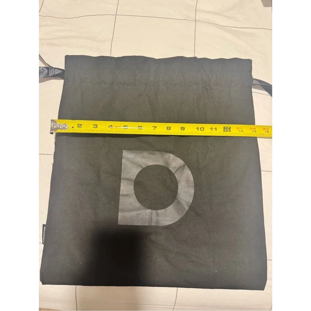 Black Drawstring Cosmetic Pouch with Logo Detail